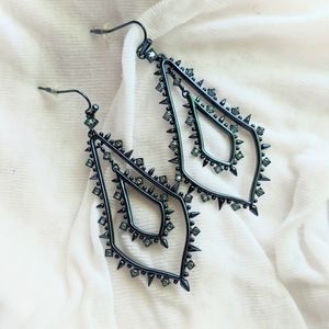 Kendra Scott Alice Navy Gunmetal drop earrings